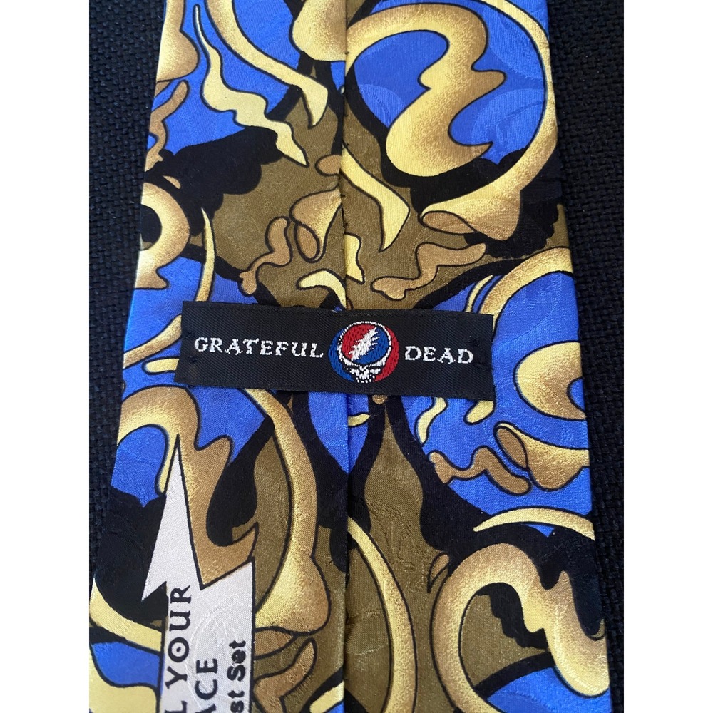Grateful Dead Steal Your Face First Set Silk Tie Blue Gold Psychedelic Swirl USA